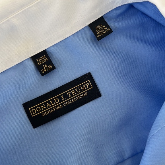 Donald J. Trump  non iron men’s button down blue shirt size 34/35 - Picture 6 of 11